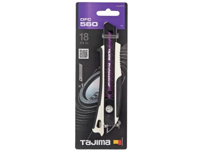 Nóż z łamanym ostrzem 18 mm czarno-biały z płetwą TAJIMA DFC560N/W1