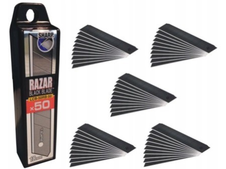 Ostrza łamane 18 mm czarne razar (50 szt.) TAJIMA LCB50RB-50H