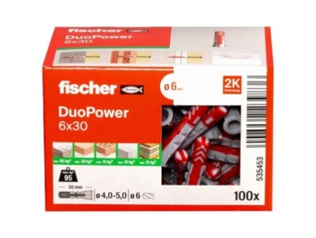 Kołek rozporowy fischer DuoPower 6 x 30 00535453