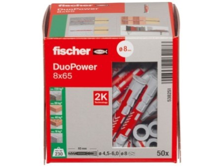 Kołek rozporowy fischer DuoPower 8 x 65 00538251