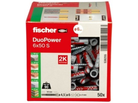 Kołek podstawowy fischer DuoPower 6 x 50 S z wkrętem 00538255
