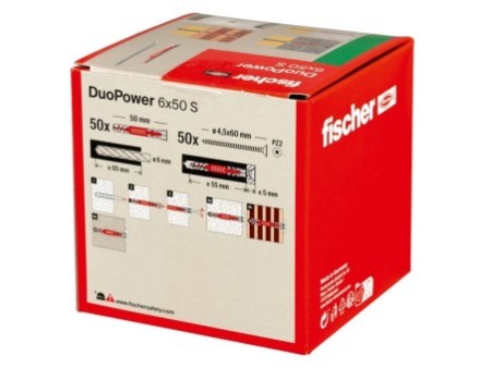 Kołek podstawowy fischer DuoPower 6 x 50 S z wkrętem 00538255