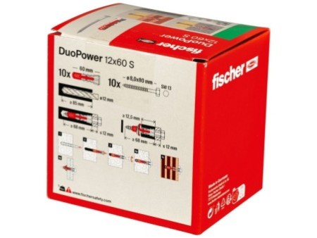 Kołek rozporowy fischer DuoPower 12 x 60 S z bezpiecznym wkrętem 00538258