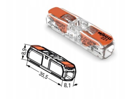WAGO szybkozłączka przelotowa 221-2401 2x0,2-4mm2 10szt.