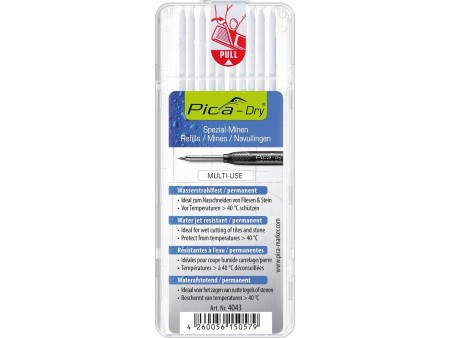 Pica 4043 Wkłady wodoodporne do ołówka Pica Dry 3030 białe