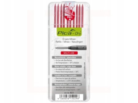 Wodorozpuszczalne czerwone Wkłady do Ołówka 3030 PICA DRY MARKER 4031 10szt