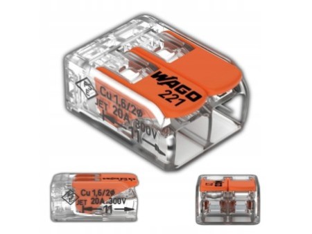 Szybkozłączka uniwersalna 2x0,2-4mm2 WAGO 221-412 10 szt