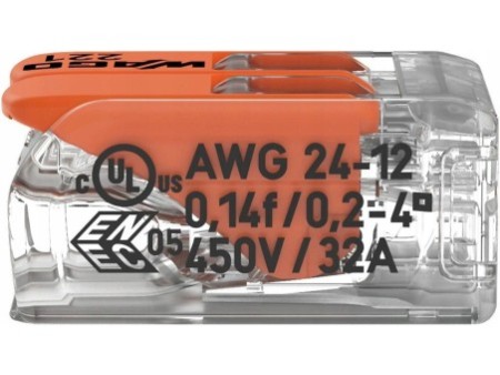 Szybkozłączka uniwersalna 2x0,2-4mm2 WAGO 221-412 10 szt