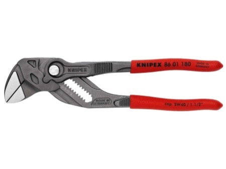 KNIPEX 86 01 180 Szczypce-klucz szczypce i klucz w jednym narzędziu Z antypoślizgowego tworzywa sztucznego fosforanowana, szara