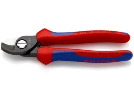 KNIPEX 95 12 165 Nożyce do kabli z wielokomponentowymi nasadkami czernione 165 mm