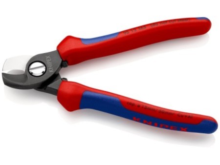 KNIPEX 95 12 165 Nożyce do kabli z wielokomponentowymi nasadkami czernione 165 mm