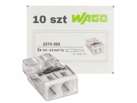 WAGO 2273-202 Szybkozłączka Złączka na Drut 2x 0,5-2,5mm2 ORYGINALNA 10szt