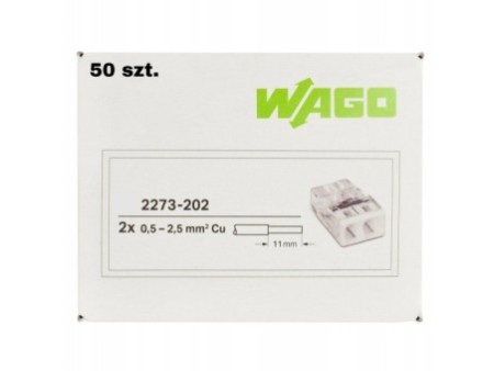 WAGO 2273-202 Szybkozłączka Złączka na Drut 2x 0,5-2,5mm2 ORYGINALNA 10szt