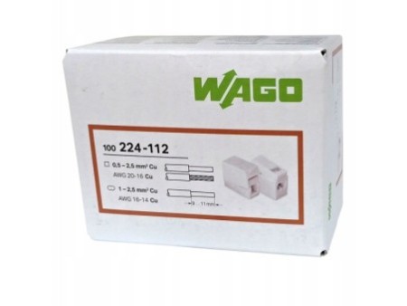 Szybkozłączka oświetleniowa przelotowa 3x1-2,5 mm² WAGO 224-112 10SZT
