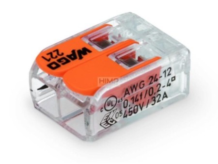 Szybkozłączka uniwersalna 2x0,2-4mm2 WAGO 221-412 100 szt