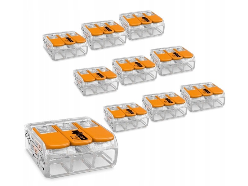 10x ZŁĄCZKA WAGO 221-413 SZYBKOZŁĄCZKA 3x0,2-4mm