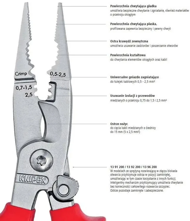 KNIPEX 13 96 200 Szczypce do prac elektroinstalacyjnych 200 mm