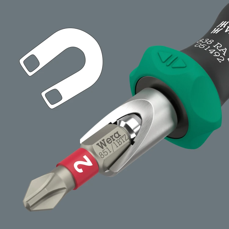 Rękojeść z uchwytem do bitów 838 RA S, z funkcją grzechotki 1/4", 1/4" x 102 mm 05051492001