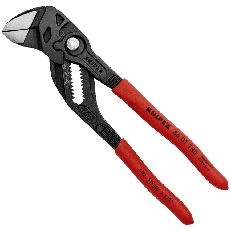 KNIPEX 86 01 180 Szczypce-klucz szczypce i klucz w jednym narzędziu Z antypoślizgowego tworzywa sztucznego fosforanowana, szara