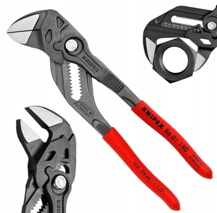 KNIPEX 86 01 180 Szczypce-klucz szczypce i klucz w jednym narzędziu Z antypoślizgowego tworzywa sztucznego fosforanowana, szara