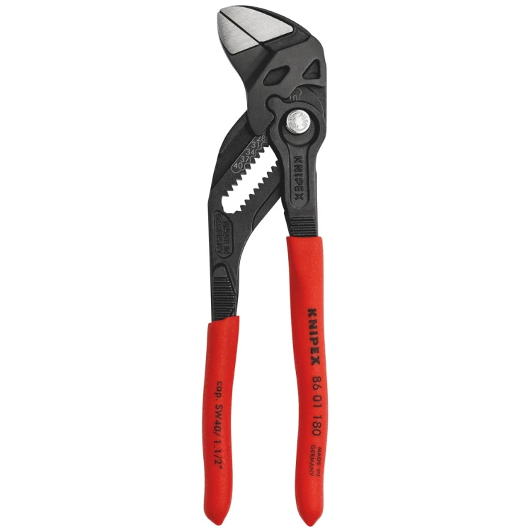 KNIPEX 86 01 180 Szczypce-klucz szczypce i klucz w jednym narzędziu Z antypoślizgowego tworzywa sztucznego fosforanowana, szara