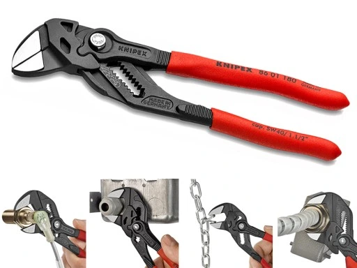 KNIPEX 86 01 180 Szczypce-klucz szczypce i klucz w jednym narzędziu Z antypoślizgowego tworzywa sztucznego fosforanowana, szara