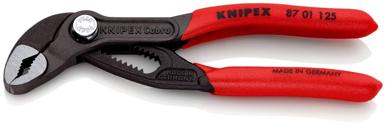 KNIPEX 87 01 125 Cobra® Szczypce nastawne do rur nowej generacji Z antypoślizgowego tworzywa sztucznego fosforanowana, 125 mm
