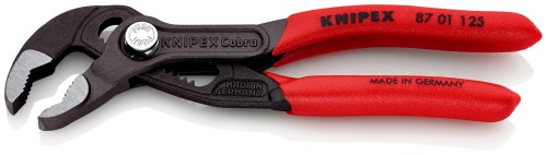 KNIPEX 87 01 125 Cobra® Szczypce nastawne do rur nowej generacji Z antypoślizgowego tworzywa sztucznego fosforanowana, 125 mm