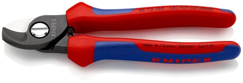 KNIPEX 95 12 165 Nożyce do kabli z wielokomponentowymi nasadkami czernione 165 mm