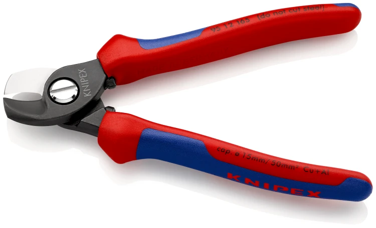KNIPEX 95 12 165 Nożyce do kabli z wielokomponentowymi nasadkami czernione 165 mm