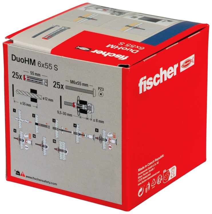 Kołek rozporowy do pustych przestrzeni Fischer DuoHM 6x55 S 25 szt. – 572922