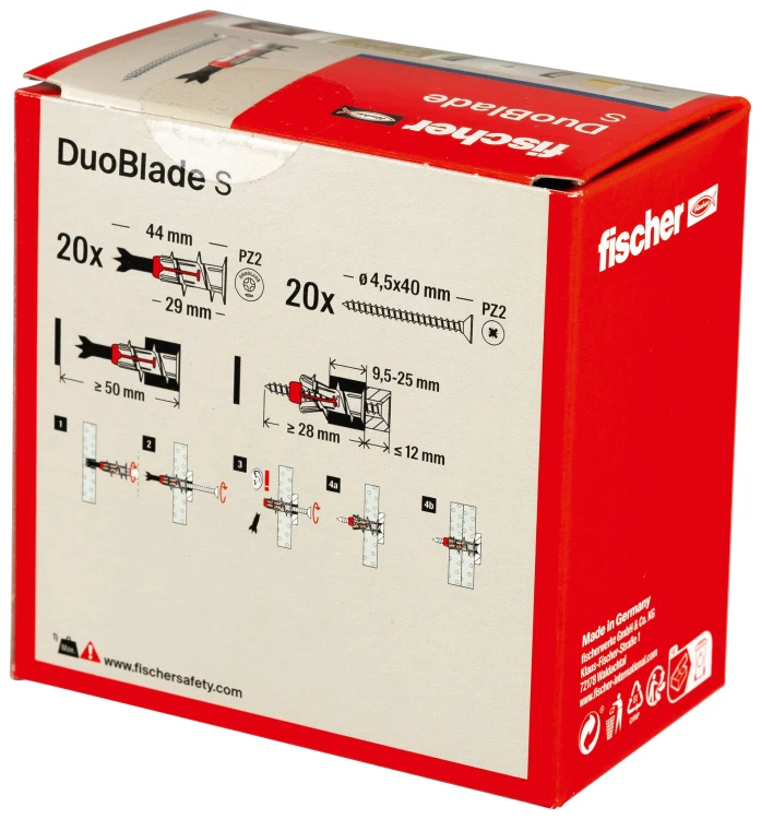Kołek do płyt gipsowych Fischer DuoBlade S 20 szt. – 545678