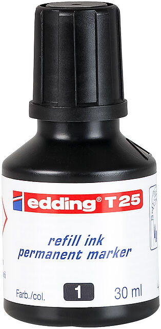 Edding T 25 tusz do markerów permanentnych, czarny, 30 ml