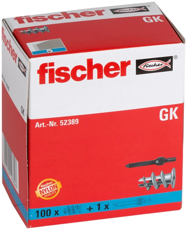 fischer GK – kołki do płyt g-k z przyrządem, nylon, 100 szt. (52389)