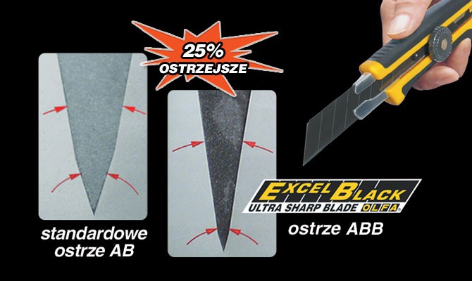 OLFA ASBB-10 ostrza 9 mm Excel Black – 10 szt., czarne, ultra ostre