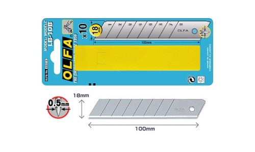OLFA LB-10B 18mm segmentowe ostrza Endurance 10 szt. do noży 18mm stal węglowa