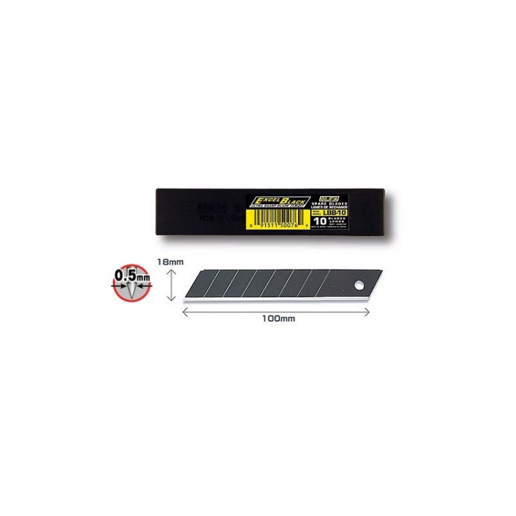OLFA LBB-10 ostrza 18 mm Excel Black – 10 szt., 25% ostrzejsze