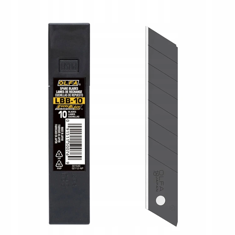OLFA LBB-10 ostrza 18 mm Excel Black – 10 szt., 25% ostrzejsze