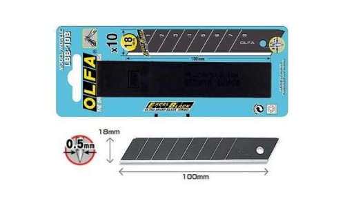 OLFA LBB-10B ostrza 18 mm Excel Black – 10 szt., super ostre