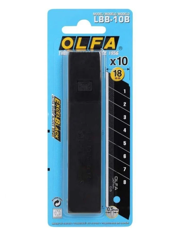 OLFA LBB-10B ostrza 18 mm Excel Black – 10 szt., super ostre