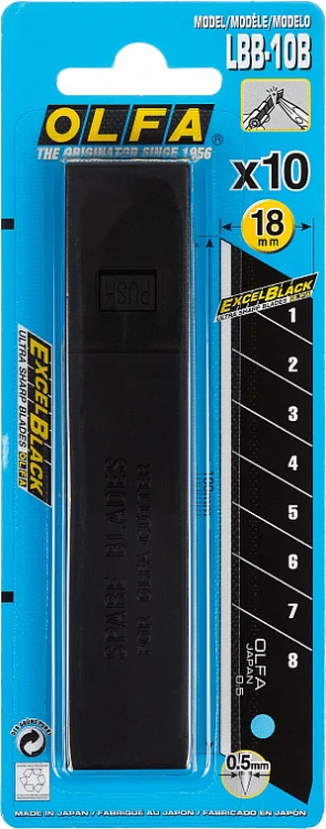OLFA LBB-10B ostrza 18 mm Excel Black – 10 szt., super ostre