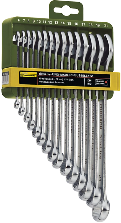 PROXXON 23821 – Zestaw kluczy 15 szt. 6–21 mm | SlimLine + uchwyt