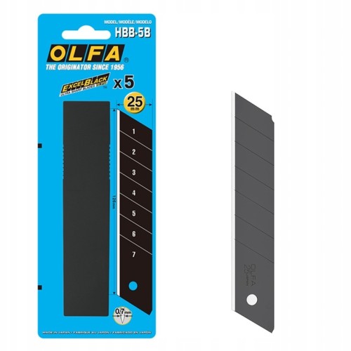 Olfa ostrza segmentowe Excel Black HBB-5B 25 mm 5 szt. do noży