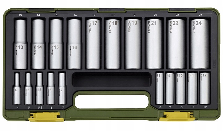 Proxxon 23292 Zestaw długich głębokich nasadek 1/4-1/2 20szt.