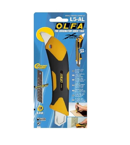 OLFA L-5 AL nóż segmentowy 18 mm, auto-lock, X-Design, z rylcem