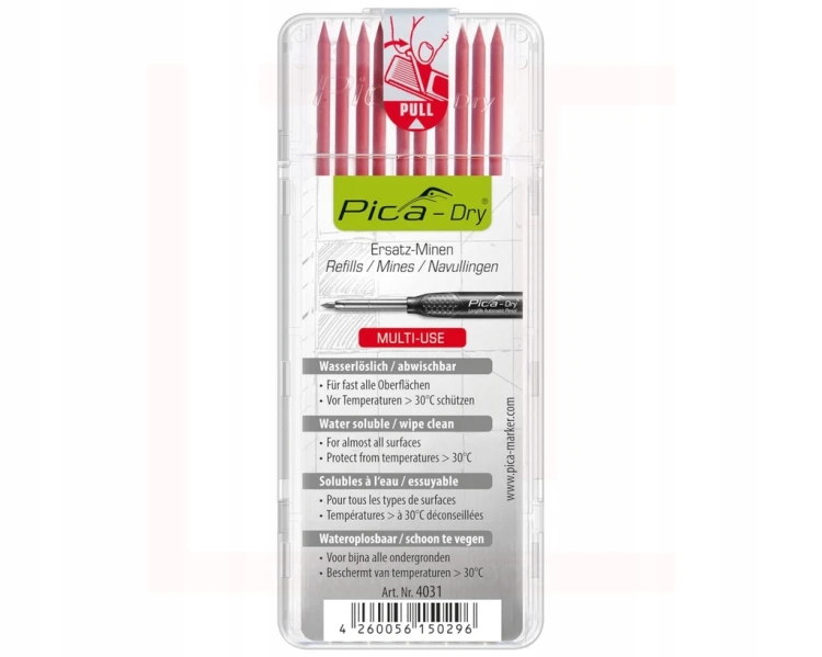 Wodorozpuszczalne czerwone Wkłady do Ołówka 3030 PICA DRY MARKER 4031 10szt