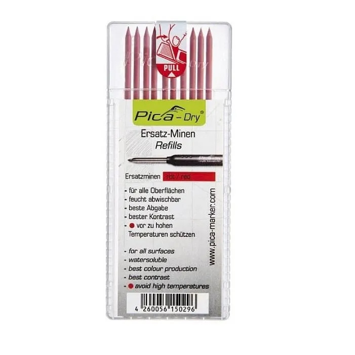 Wodorozpuszczalne czerwone Wkłady do Ołówka 3030 PICA DRY MARKER 4031 10szt