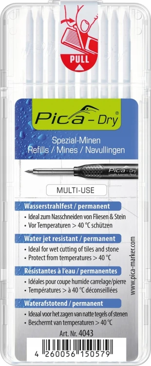 Pica 4043 Wkłady wodoodporne do ołówka Pica Dry 3030 białe