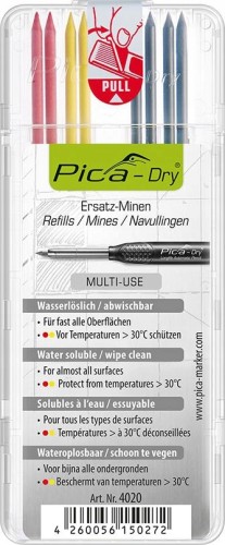Wkłady Pica znacznik marker budowlany, Ołówek grafit, żółty, czerwony 4020