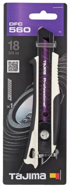 Nóż z łamanym ostrzem 18 mm czarno-biały z płetwą TAJIMA DFC560N/W1